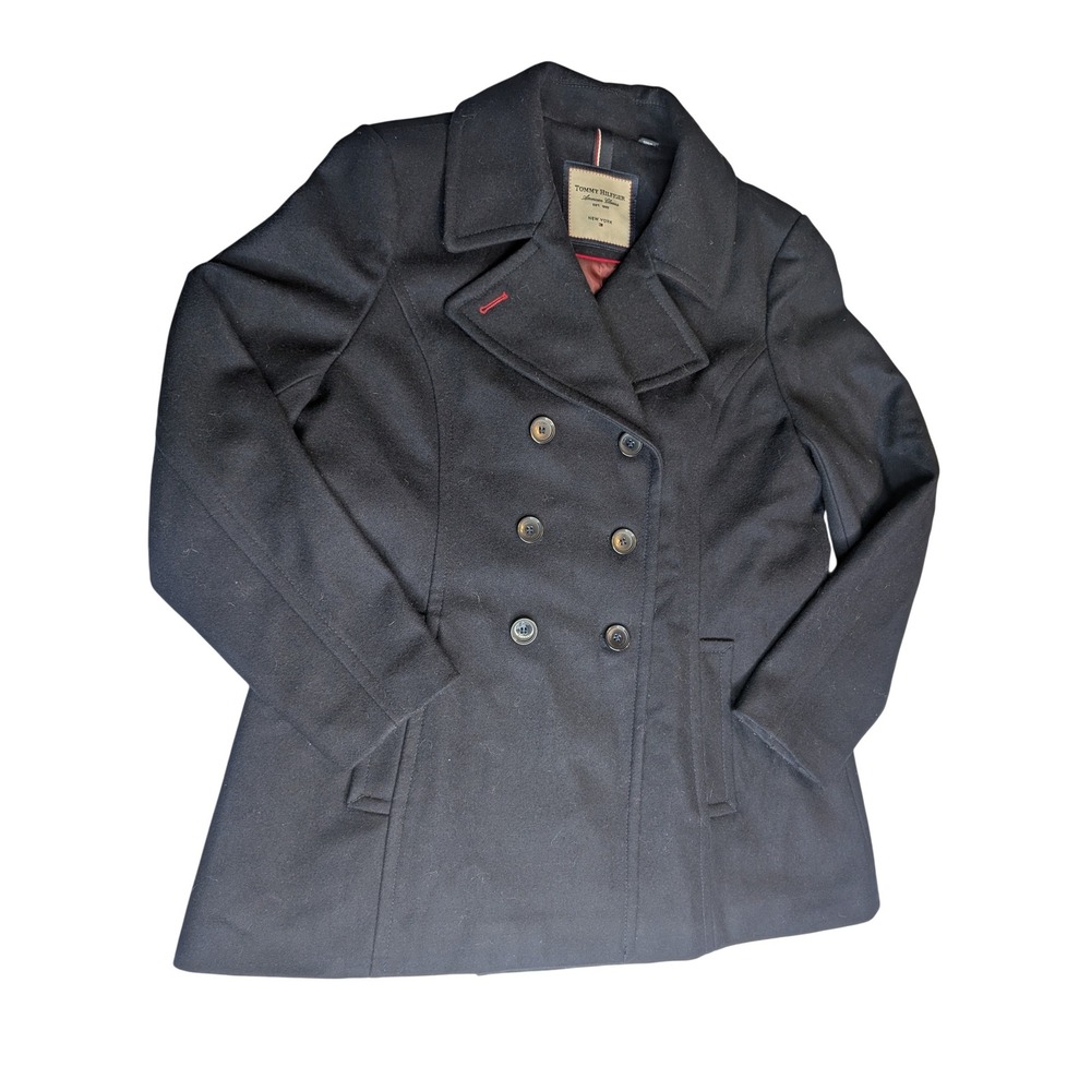 Tommy Hilfiger Wool Blend Pea Coat Jacket Classic Black‎ XL